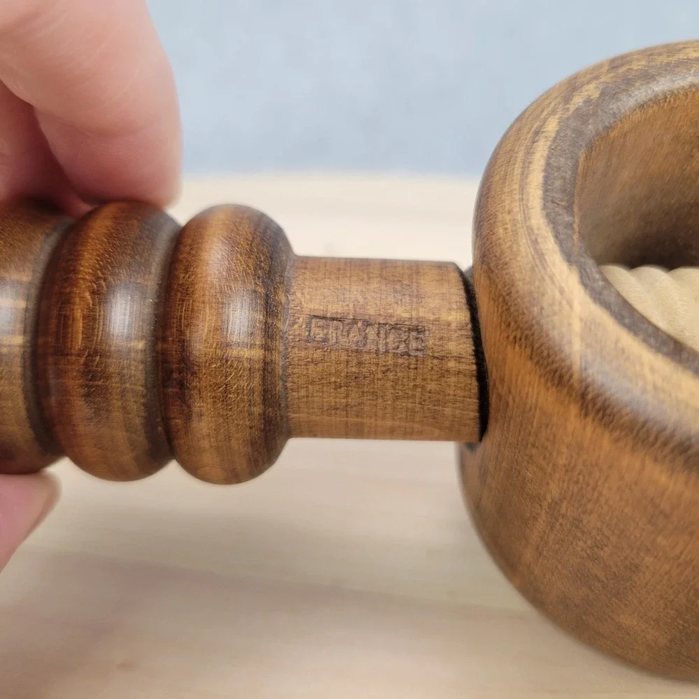 Vintage French Nutcracker Brown Wood Bowl Screw Style‎ Rustic